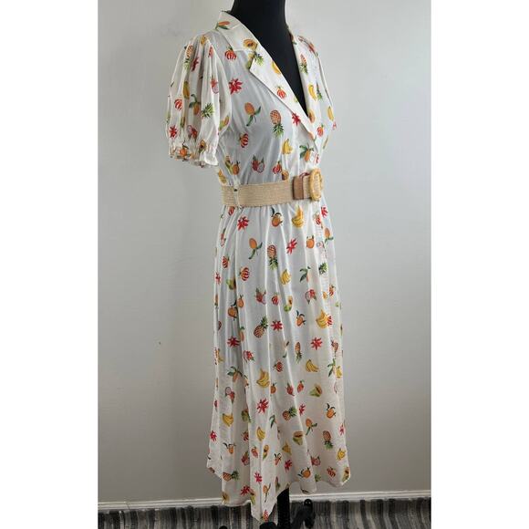 WeWoreWhat White Bella Fruit Belted Cotton-Blend Mini Dress Size S Small $295 - Picture 7 of 11